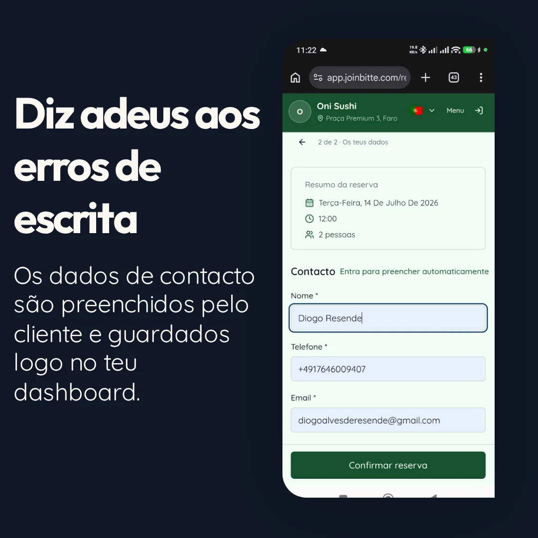 Formulário de contacto sem erros de escrita
